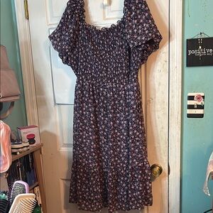 LC Lauren Conrad Size 1X floral purple Smocked Dress